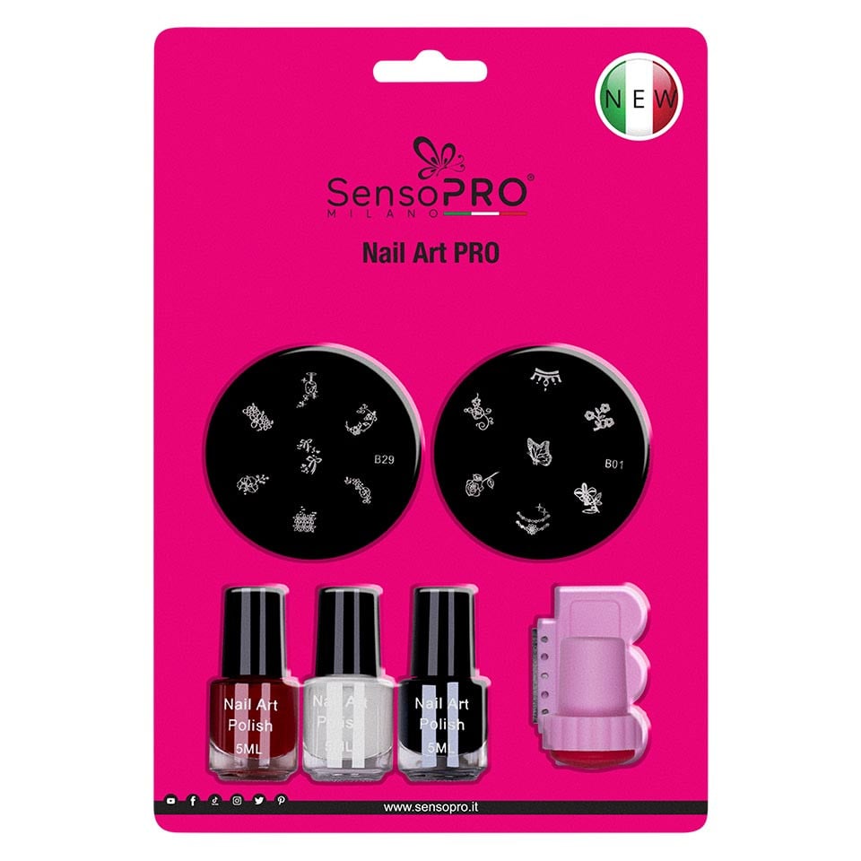 Set Stampila Unghii cu Matrite si Oja Speciala Classy Nails, SensoPRO Milano - 2 | YEO