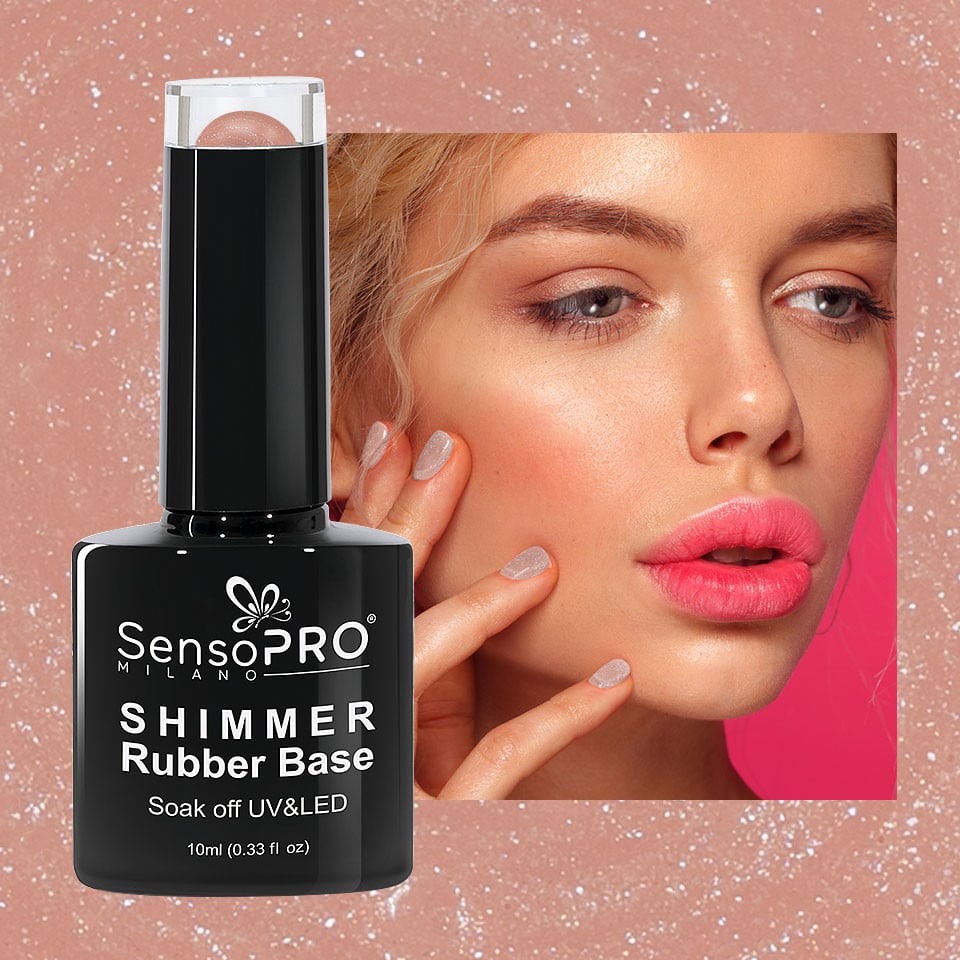 Shimmer Rubber Base SensoPRO Milano - #04 Perfect Nude Shimmer Silver, 10ml - 1 | YEO