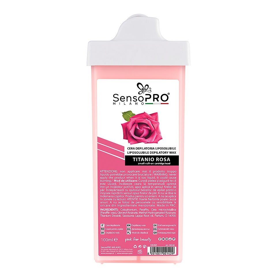 Ceara Epilat Unica Folosinta SensoPRO Milano, Rezerva Titanio Rosa 100ml, Aplicator Ingust - 1 | YEO