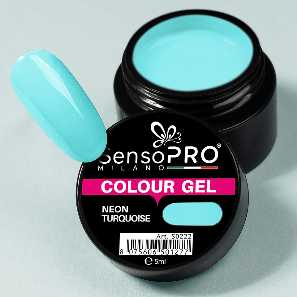 Gel UV Colorat Neon Turquoise 5ml, SensoPRO Milano - 3 | YEO