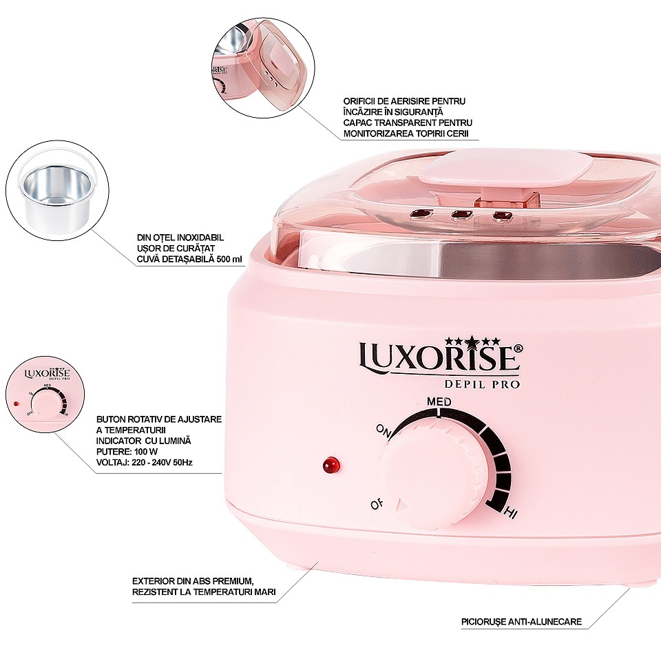 Incalzitor Ceara Profesional PRO WAX 200 - LUXORISE, Pink - 2 | YEO