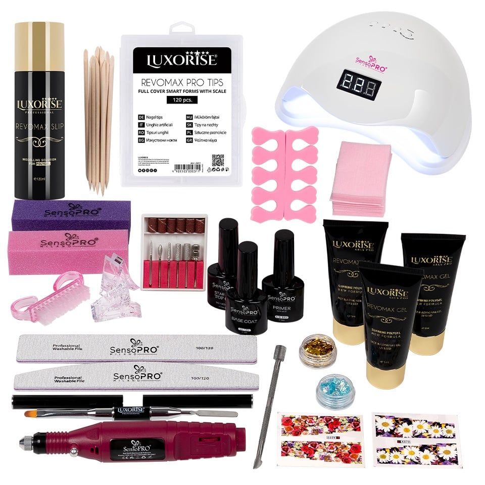 Kit PolyGel Happy Nails cu Lampa si Freza Unghii #08