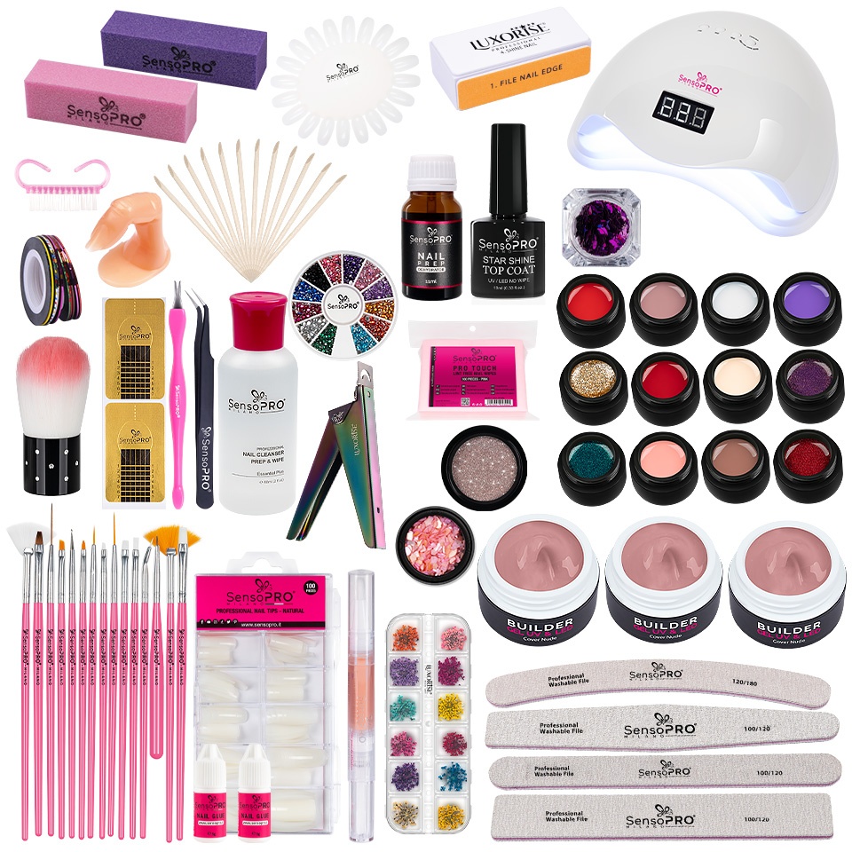 Kit Unghii False cu Gel UV SensoPRO Milano - Promotie #56 + CADOU Set 15 Pensule Manichiura