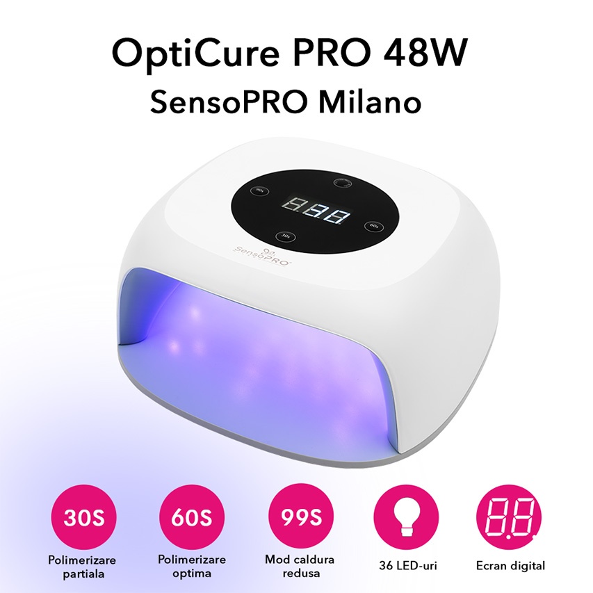 Lampa Unghii UV / LED 48W OptiCure PRO - SensoPRO Milano, White - 3 | YEO