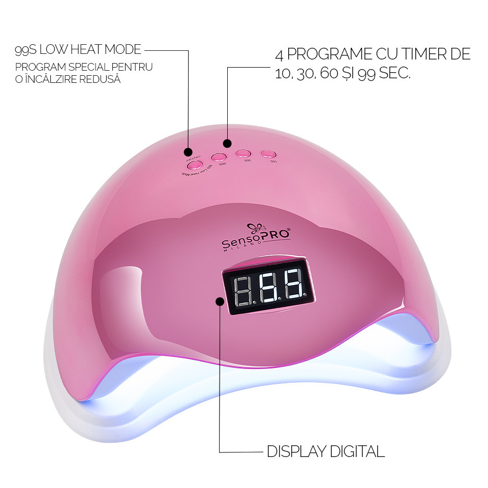 Lampa UV LED 48W SUN5 PRO SensoPRO Milano, Royal Pink - 3 | YEO