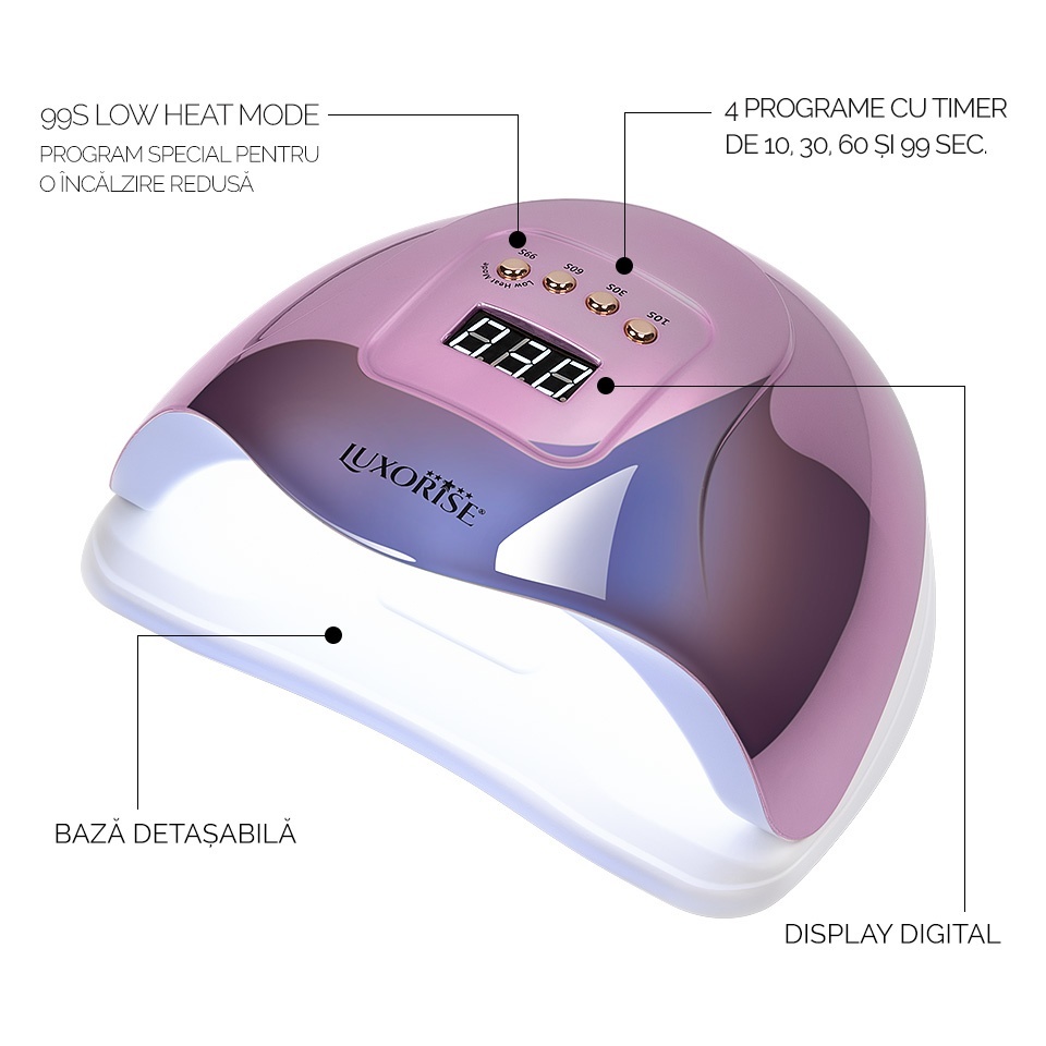 Lampa UV LED 72W Evolution Elite - LUXORISE, Electric Pink - 2 | YEO