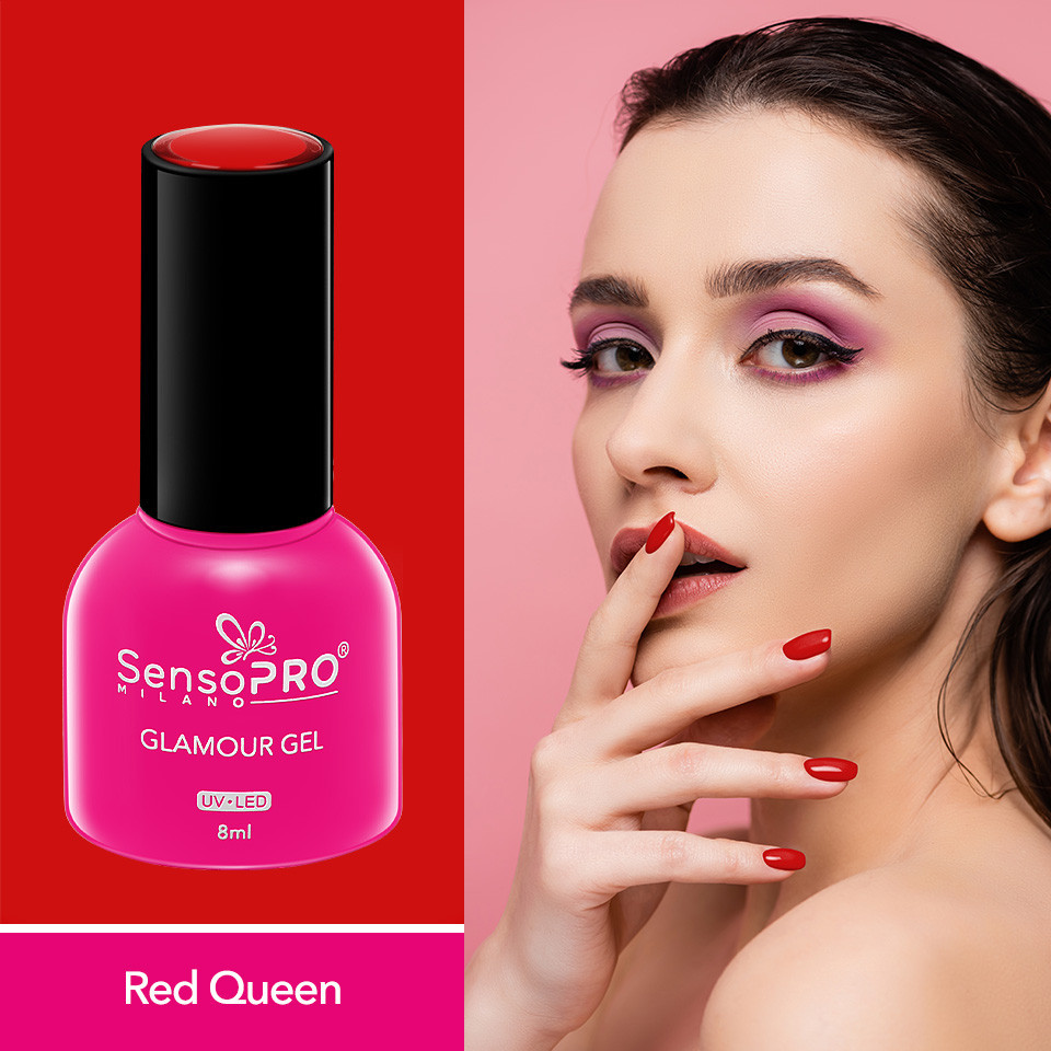 Oja Semipermanenta Glamour Gel SensoPRO Milano 8ml, Red Queen #55 - 1 | YEO