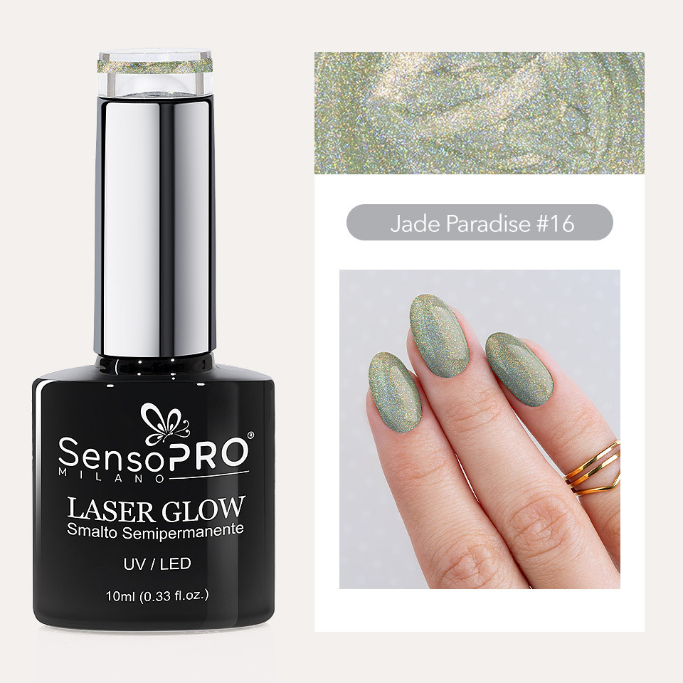 Oja Semipermanenta Holografica Laser Glow SensoPRO Milano 10ml, Jade Paradise #16 - 1 | YEO