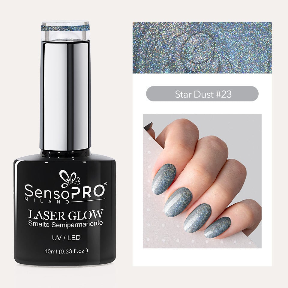 Oja Semipermanenta Holografica Laser Glow SensoPRO Milano 10ml, Star Dust #23 - 1 | YEO