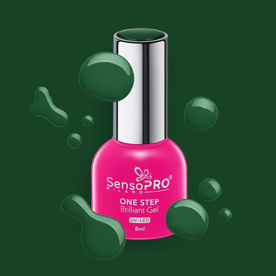 Oja Semipermanenta One Step Brilliant Gel SensoPRO Milano 8ml, Couture Green #59 - 1 | YEO