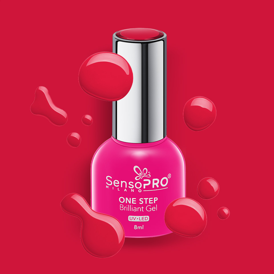 Oja Semipermanenta One Step Brilliant Gel SensoPRO Milano 8ml, Red Strawberry #05 - 1 | YEO