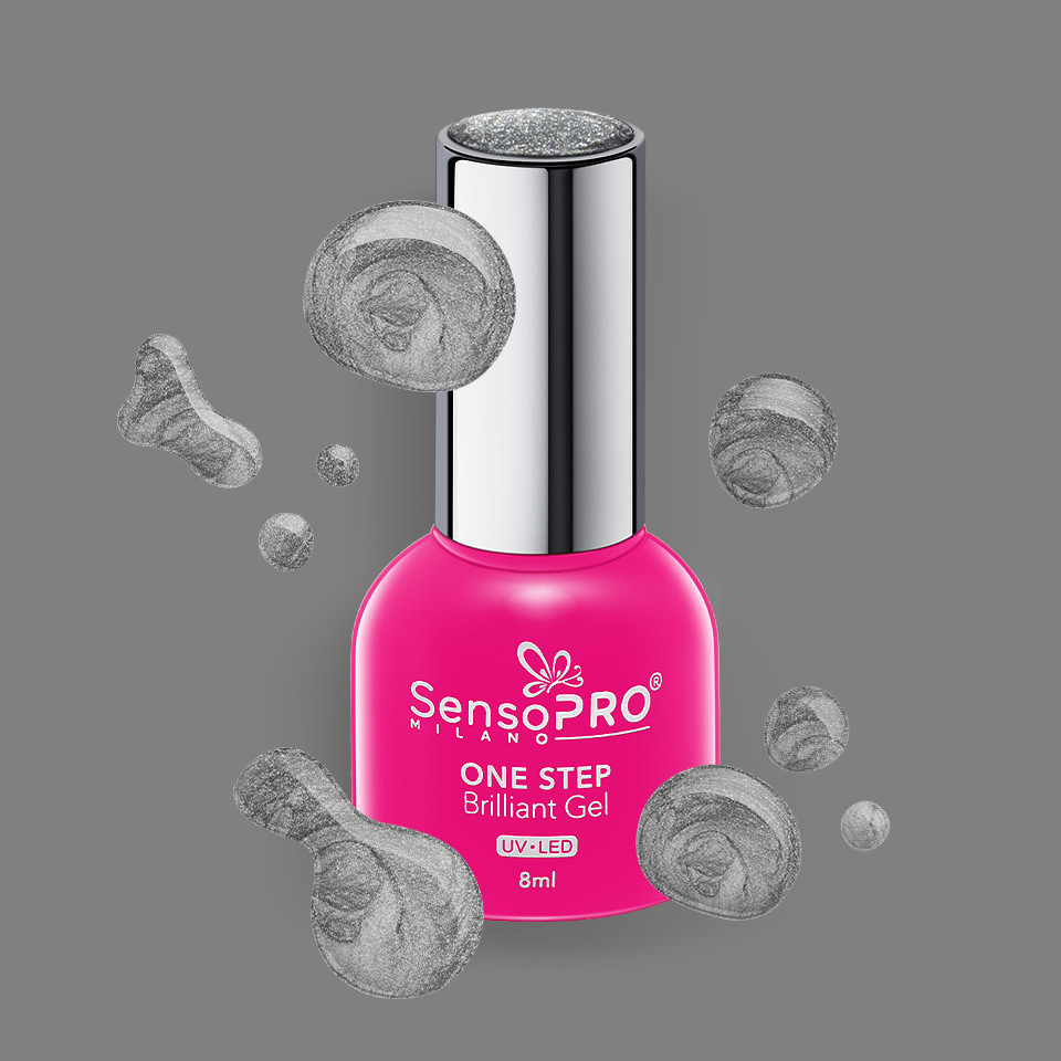 Oja Semipermanenta One Step Brilliant Gel SensoPRO Milano 8ml, Silver Time #75 - 1 | YEO