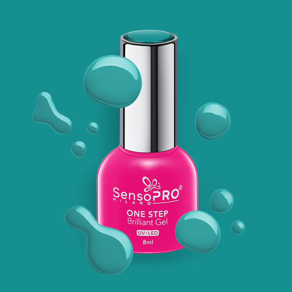 Oja Semipermanenta One Step Brilliant Gel SensoPRO Milano 8ml, Turquoise Treasure #55 - 1 | YEO