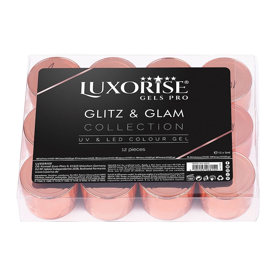 Set 12 Geluri UV Colorate LUXORISE, Glitz & Glam - 2 | YEO