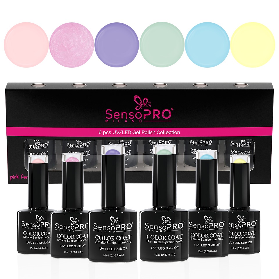 Set 6 Oje Semipermanente 10ml SensoPRO Milano, Sweet Pastel