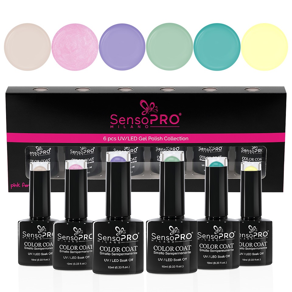 Set 6 Oje Semipermanente 10ml SensoPRO Milano, Sweet Pastel