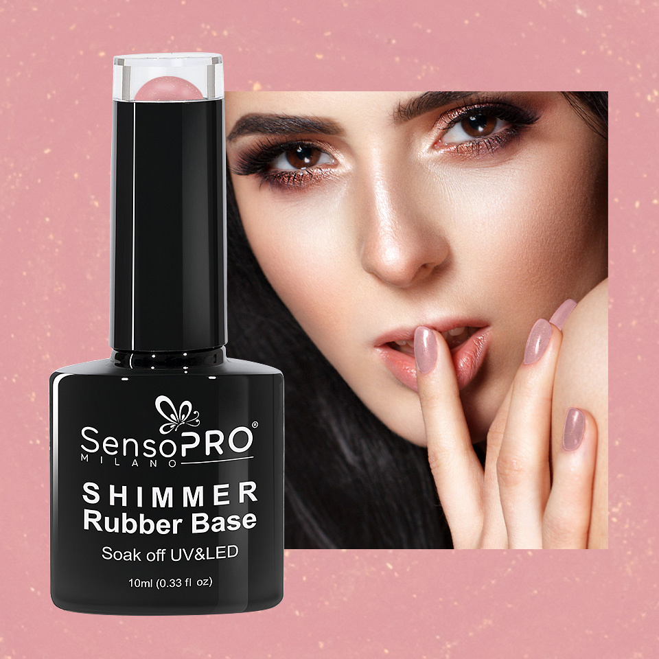 Shimmer Rubber Base SensoPRO Milano - #13 Musical Rose Shimmer Gold, 10ml - 1 | YEO