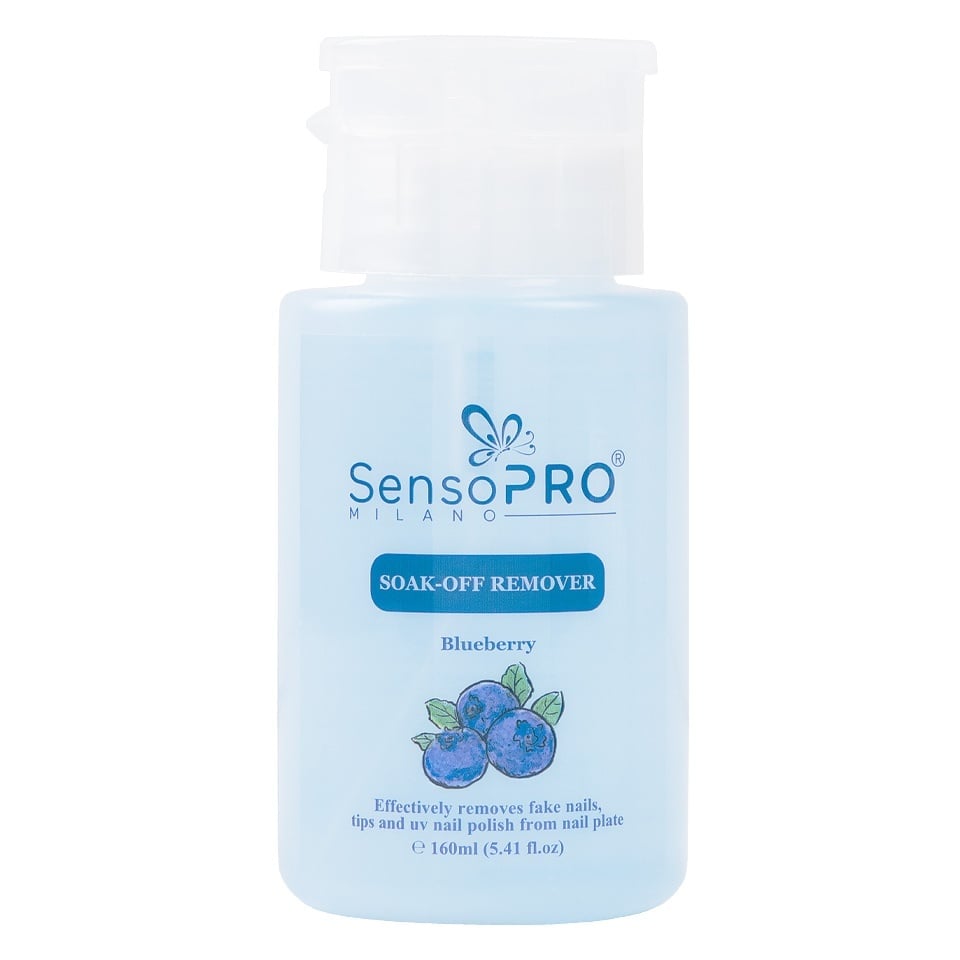 Soak off Remover SensoPRO Milano Blueberry - Indepartare gel, oja semipermanenta, tipsuri, 160 ml - 1 | YEO