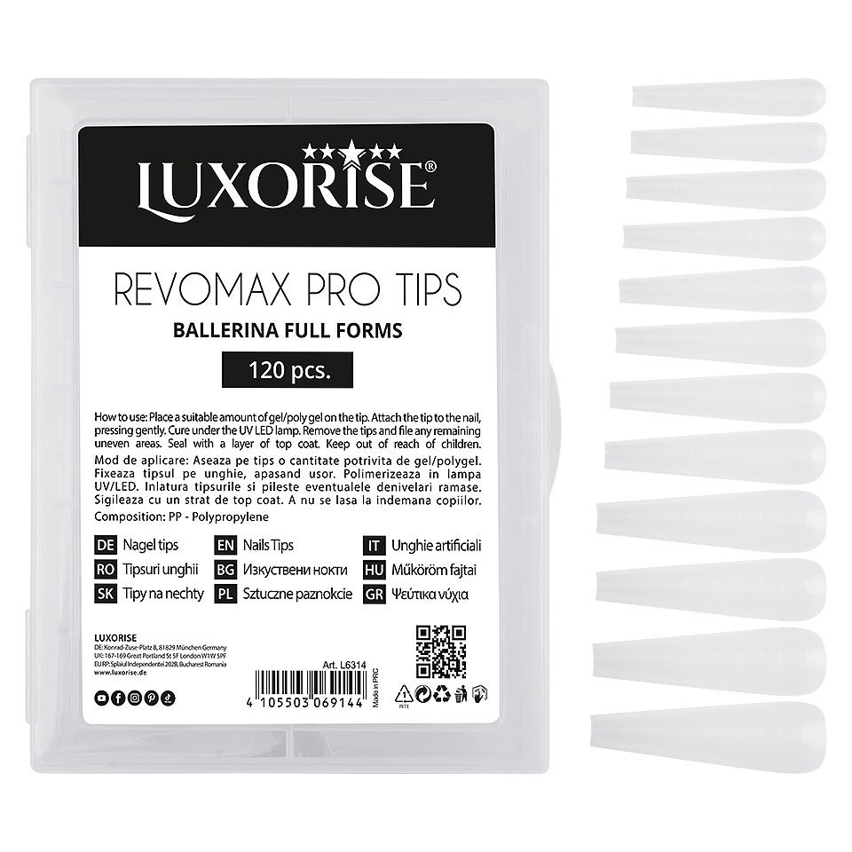 Tipsuri Reutilizabile Polygel & Gel REVOMAX PRO TIPS LUXORISE Ballerina - Full Forms, 120 buc - 3 | YEO