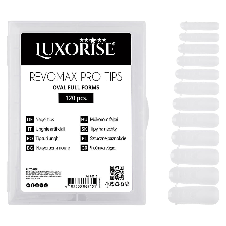 Tipsuri Reutilizabile REVOMAX PRO TIPS LUXORISE Oval - Full Forms pentru Polygel si gel, 120 buc - 3 | YEO