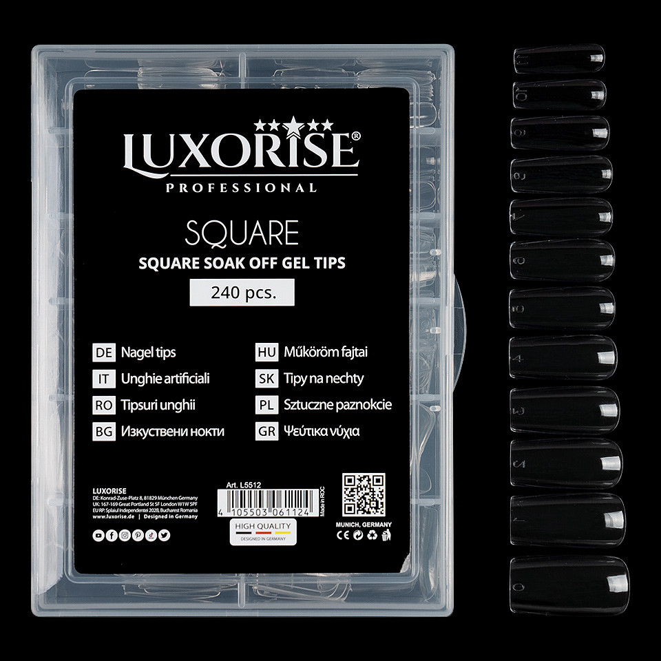 Tipsuri Unghii Dizolvabile Soak Off - Square Full Nail, 240 buc - 1 | YEO