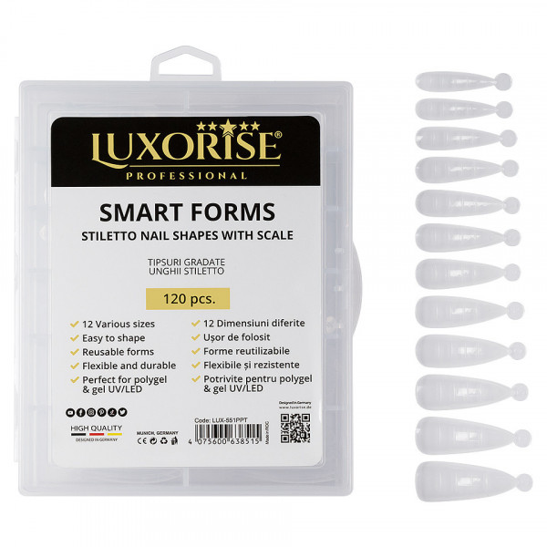Tipsuri Reutilizabile Smart Forms LUXORISE - Stiletto, 120 buc
