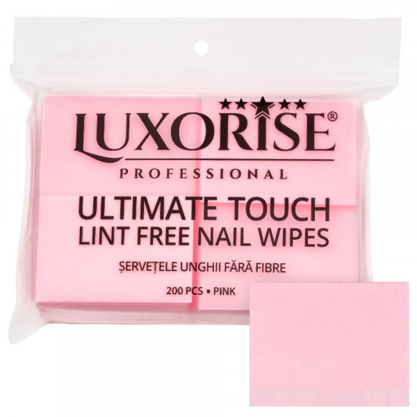 Servetele Unghii Ultimate Touch LUXORISE, Strat Dublu, 200 buc, Roz