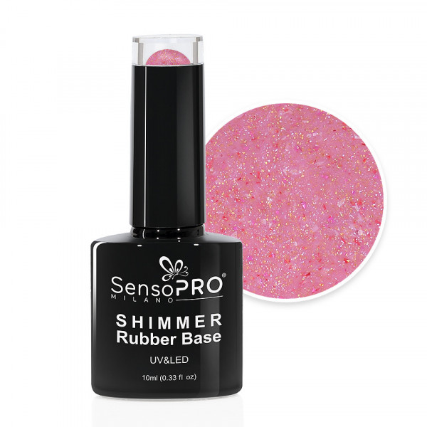 Shimmer Rubber Base SensoPRO Milano - #51 Scarlet Spots, 10ml