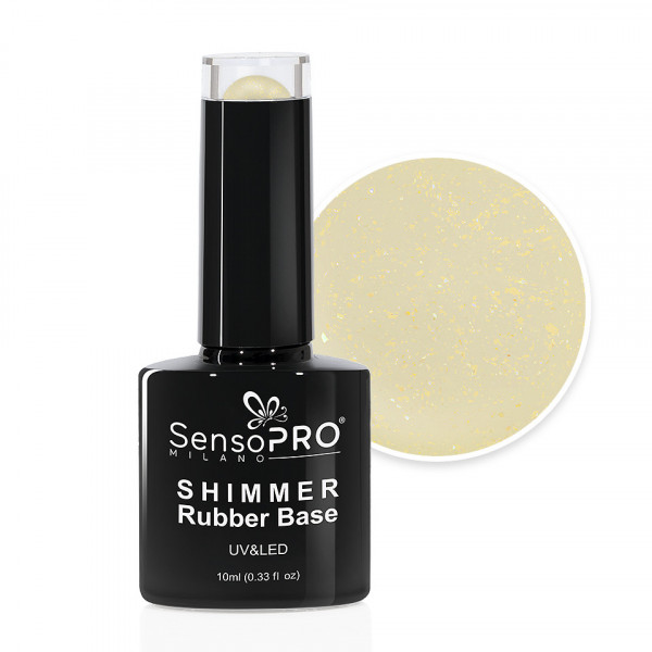 Shimmer Rubber Base SensoPRO Milano - #28 Pearly Golden, 10ml