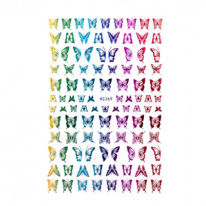 Abtibilduri unghii SensoPRO Magic Butterfly, model WG369 Rainbow