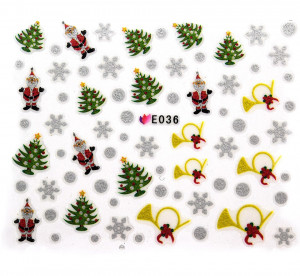Folie Sticker 3D unghii, model E036 - Winter Gifts