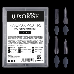 Tipsuri Reutilizabile REVOMAX PRO TIPS LUXORISE Mix French - Full Forms, 96 Tips & 48 French Stickers