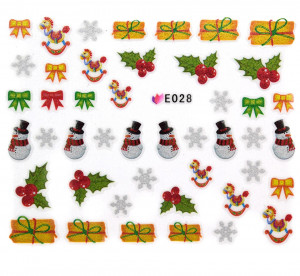 Folie Sticker 3D unghii, model E028 - Christmas Bows