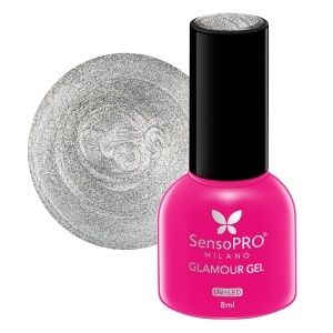 Oja Semipermanenta Glamour Gel SensoPRO Milano 8ml, Silver Sparkle #56