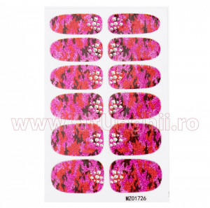 Set 12 Stickere pentru toata unghia Glam Fuchsia