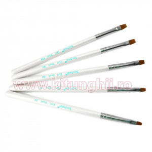 Set 5 Pensule Silky White patrate pentru Aplicare Gel