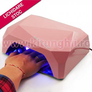 Lampa UV LED Hybrid 54W DOUBLE Light LED, Timer, Senzor, Pink - Uscare Rapida pentru orice tip de Gel UV