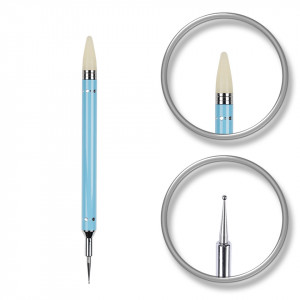 Pensula unghii cu 2 capete silicon si punctator Blue Art