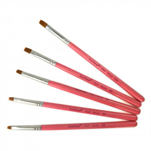 Set 5 Pensule Unghii patrate pentru Aplicare Gel Starry Pink