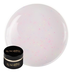 Gel UV Constructie Unghii Confetti Cake LUXORISE 15ml, Milky Sparkle