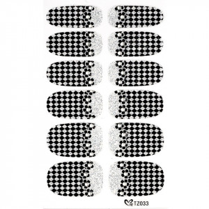 Set 12 tatuaje pentru toata unghia TZ033 Checkmate Matrix