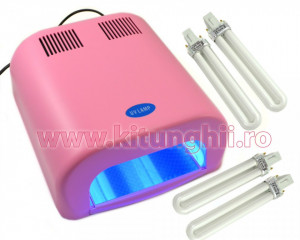 Lampa UV Salon Extra cu 4 Neoane 36W si Timer Premium Quality, Pink