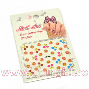 Folie Sticker 3D unghii - Cirese si Flori #14