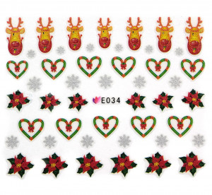 Folie Stickere 3D unghii, model E034 - Christmas Hearts