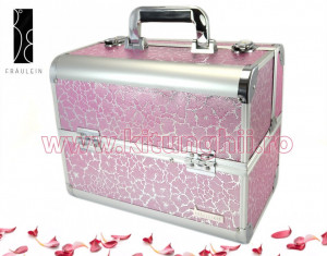 Geanta Produse Cosmetice din aluminium Fraulein38 Pink & Silver