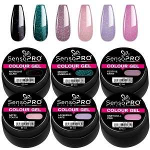 Set 6 Geluri UV Colorate Glam Sparkle, SensoPRO Milano