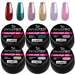 Set 6 Geluri UV Colorate Glam Sparkle, SensoPRO Milano