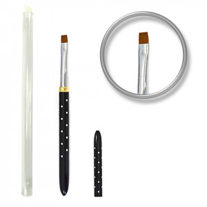 Pensula unghii aplicare gel cu strasuri, etui Nr. 4 - Black Luxury