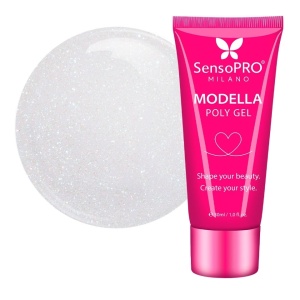 Polygel MODELLA SensoPRO Milano - Silver Glitz, 30ml
