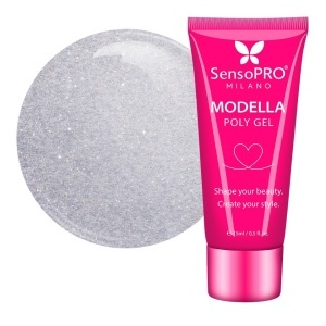 Polygel MODELLA SensoPRO Milano - Silver Luxe, 15ml